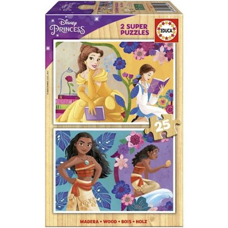 Disney Princess træpuslespil (Bella + Moana) - 2x25 brikker