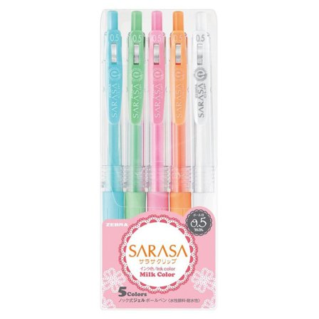 Zebra Sarasa Clip Milky 5er-Pack
