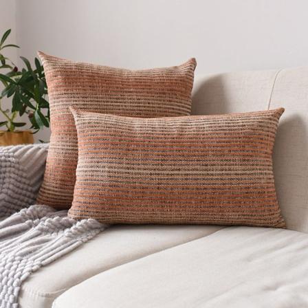 Nytt Chenille Stripes putetrekk, fire-nivås all-match midjepute, baksetepute, sofa Orange 30*50cm
