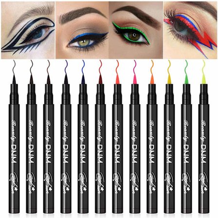 12 Väriä Matta Nestemäinen Eyeliner Värikäs Set, Musta Sininen Vihreä Punainen Keltainen Valkoinen Nestemäinen Eyeliner Kynä Värillinen Eyeliner Set, 