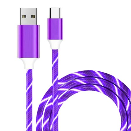 LED-ladekabel med synligt flydende lys, USB-C-ladekabel med lys og hurtig opladning, forbedret holdbarhed og fri for sammenfiltring