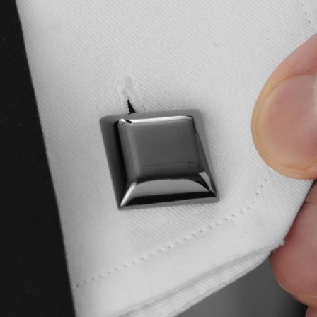 Fekete kerekített szélű kocka mandzsettagombok for Men