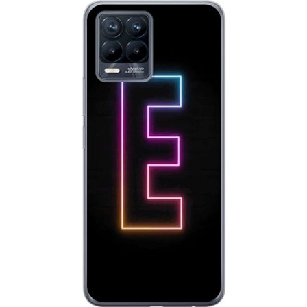 Kompatibel Mobilcover til Realme Realme 8 Minimalistisk neonbogstav E i lyse farver mod mørk baggrund i moderne og stilren design