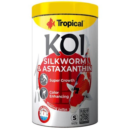 Tropical Koi Silkworm & Astaxanthin Pellet Fiskefôr S - 1L