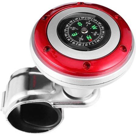 Universal rat til rattet med kompas til bil, rød