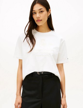 Tommy Hilfiger Varsity Crest Rlx Ss Tee - White - XL