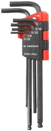 Facom 83SH.JP7 Insexnyckelsats lång sfärisk 1,5 mm-6 mm, 7 st., Handverktyg