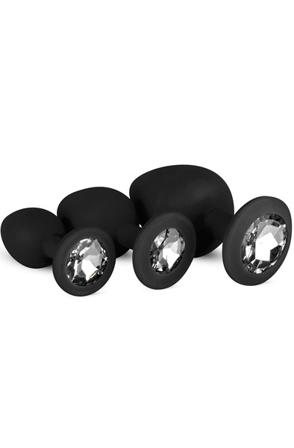 Easytoys Silicone Buttplug Set With Diamond Black Analpluggar paket - Blushme.se