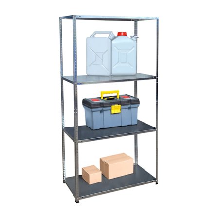 Förvaringsställ i stål, 160 kg kapacitet, galvaniserade hyllor