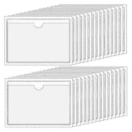 Itseliimautuvat läpinäkyvät taskut indeksikorteille, päältä ladattavat etikettitaskut 4x6 tuumaa (30 kpl) [DB]