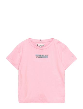 Iridescent Badge Logo Tee S/S Pink Tommy Hilfiger