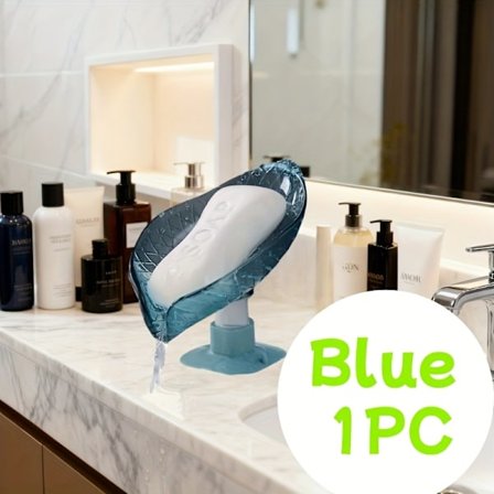 1 stk. bladformet sæbeholder, der klæber til væggen med sugekop, ingen boring nødvendig - sort plastik bruseorganisator