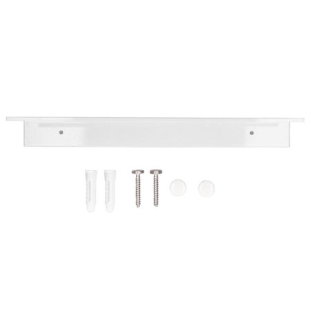 Tyylikäs valkoinen alumiiniseoksesta valmistettu rei'itysvapaa suihkuhylly 50 cm kylpyhuoneen säilytystila