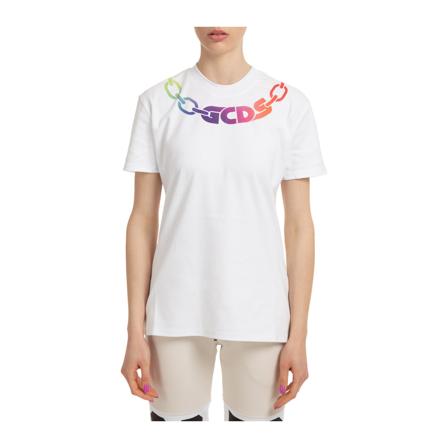 Gcds, Chain T-shirt Biały, Kobieta, Rozmiar: S