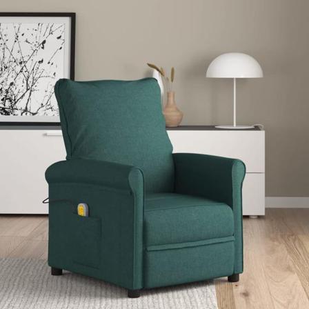 Vidaxl Massagefåtölj Mörkgrön Tyg Grön
