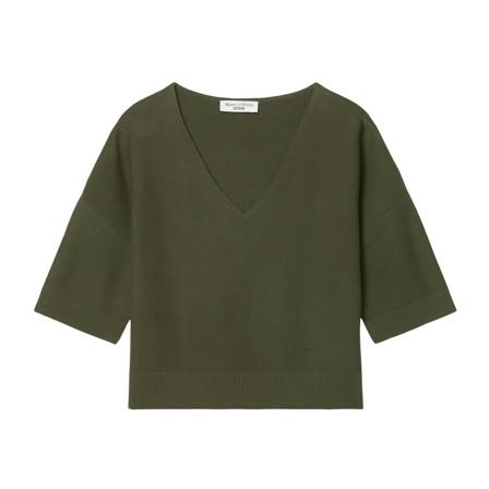 Marc O'Polo, Short-sleeved jumper with a V-neckline Zielony, Kobieta, Rozmiar: L