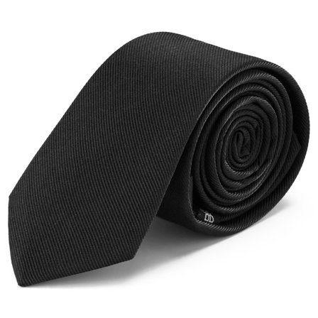 6cm Black Silk-Twill Tie for Men - Solid color neckties