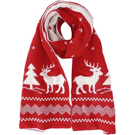 Strikkede unisex jule reinsdyr snøfnugg skjerf vinterskjerf T