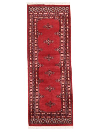 Hand Knotted Pakistan Bokhara 2Ply Rug 64X174 Wool Dark Red/Black Small