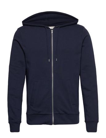 The Organic Hood Zip Cardigan Hoodie Blå By Garment Makers