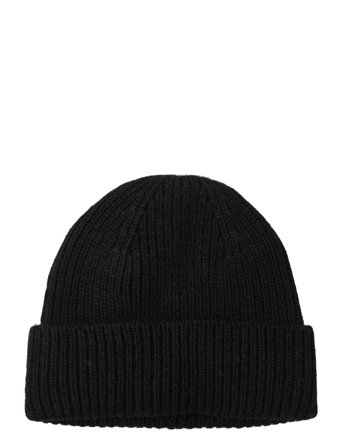 Davida Cashmere Short Rib Fold Cap - Black - ONE SIZE
