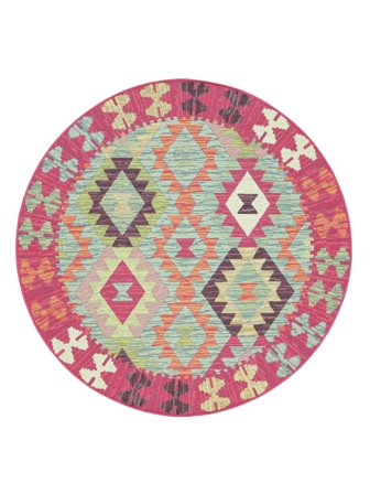 Tapete Para Interior/Exterior Lavável Pequeno Krista - Multicor Ø 150 Em Estilo Moderno