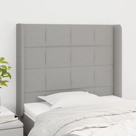 Vidaxl Huvudgavel Med Kanter Ljusgrå 83x16x118/128 Cm Tyg Grå