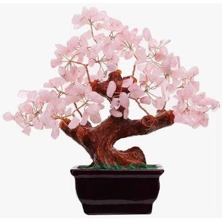 Naturlig Rose, Feng Shui Bonsai Dekoration for Rigdom og Velstand. Kontor Dekoration, Håndværk, Kvarts Krystal, Dekorative Ornamenter.