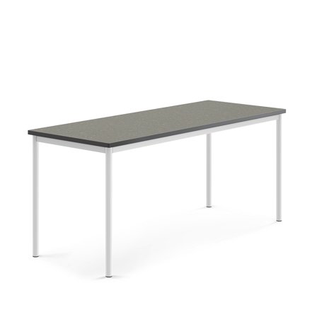 Tisch SONITUS, 1800x700x760 mm, Linoleum dunkelgrau, weiß