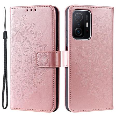 Skalo Xiaomi 11t/11t Pro Mandala Plånboksfodral - Roséguld Rosa Guld