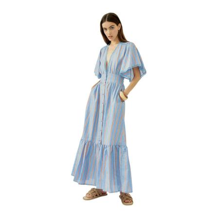 Silvian Heach, Long dress with wide skirt Blauw, Dames, Maat:M