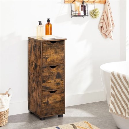 Kylpyhuonekaappi 3 laatikolla - Rustic Ruskea