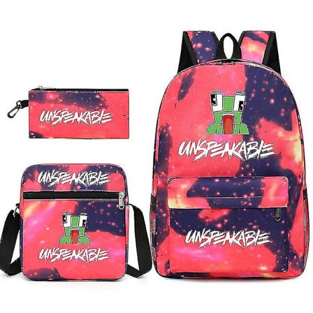 Unspeakable Ryggsekk Tre Stykker/Set Student Skoleveske Ryggsekk Skolegave Reiseveske Ryggsekk Messenger Bag Pennal Rød