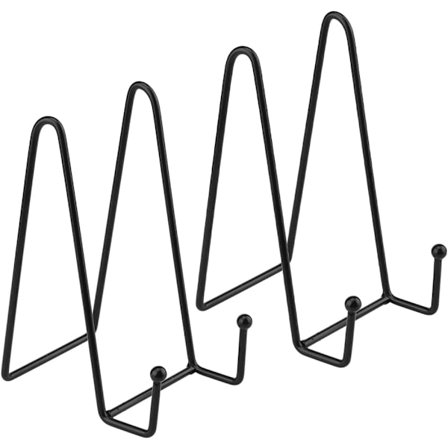Tallerkenholder, bordstaffeli, bogstøtte, egnet til rammer, tallerkener, bøger og fotos, metalstativ højde 15 cm (sort)