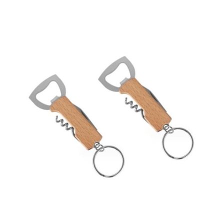 Flaskeåbner - Ikke specificeret - 2 STK - Rustfrit stål - Træ - 3 i 1