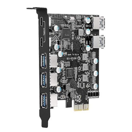 7-porttinen PCI-e - C-tyypin (2) -kortti, jossa 2 takana olevaa Express-korttia Windows Linuxille