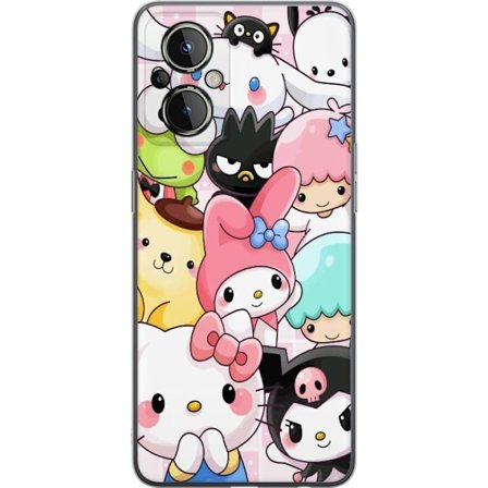 Kompatibelt Mobildeksel til OnePlus Nord N20 5G Tett mønster av søte figurer med store øyne i ulike farger og uttrykk med LABUBU-tekst