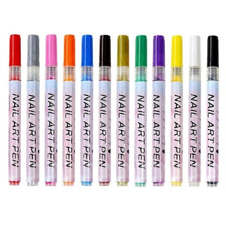 12 Farver Neglekunst Penne, Neglelak Penne Negle Punkt Graffiti Dotting Liner Pen Neglekunst Malet Pen-Style2[D]