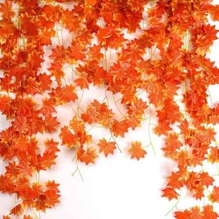 12 kpl 24 m tekosilkkistä vaahteranlehti köynnöstä, tekokasvit syksyn lehdet Ga