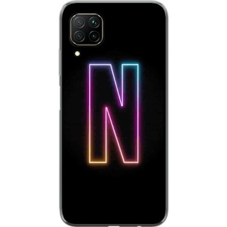 Kompatibelt Mobildeksel til Huawei Huawei P40 lite Minimalistisk neonbokstav N i fargeskiftende lys mot svart bakgrunn