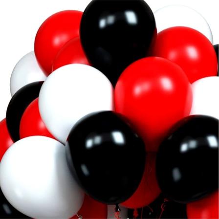 Balloner Rød Hvid Sort Latex 24-pak - Rød Hvid Sorte Balloner Mix Stor pakke Festindretning Dekorationer Ballon combo 3 farver Fødselsdag Bryllup 