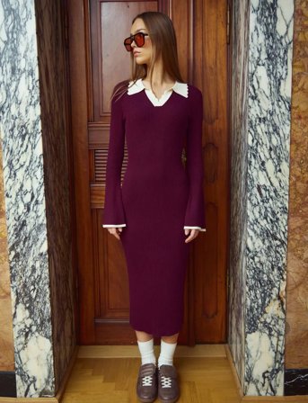 Noella Livvy Knit Dress - Burgundy - XL