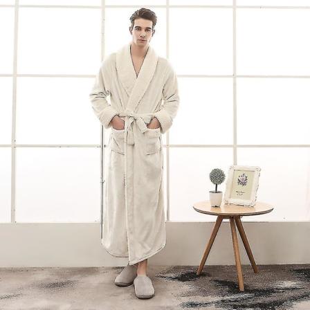 Männs Flanell morgonrockar Vinter Tjock Kimono Nattlinnen Plus Storlek Höst Lapptäcke Fleece Långa Morgonrockar Dressing Gown Nattkläder_ai 3 M