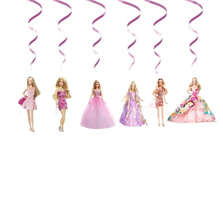 6 st Barbie Kalas Tillbehör Spiral Hängande Födelsedagsdekorationer