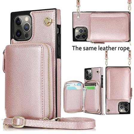 Crossbody Rfid Blocking Dragkedja Case Kompatibel Iphone 14 Pro Max/14 Pro/14 Plus med kortplats