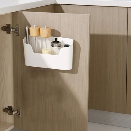 Keittiön kaapin oven säilytyslaatikko, itseliimautuva seinäkiinnitteinen, kaappi/kylpyhuone/jääkaappi pienesineiden järjestäjä