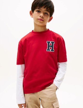 Tommy Hilfiger Varsity Front Back Print Tee Ss - Red - 152