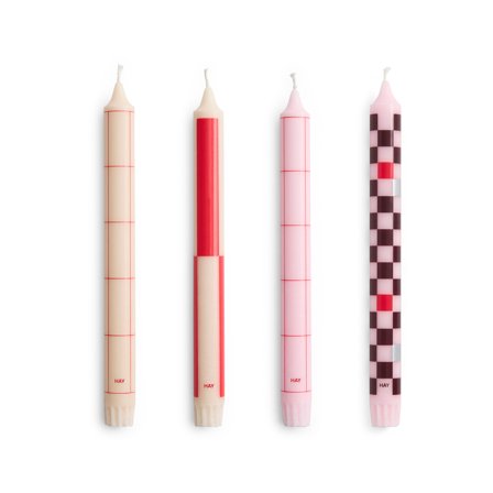 HAY Pattern stearinlys 4-pakning, rød/bordeaux' - 'Reds Bordeaux