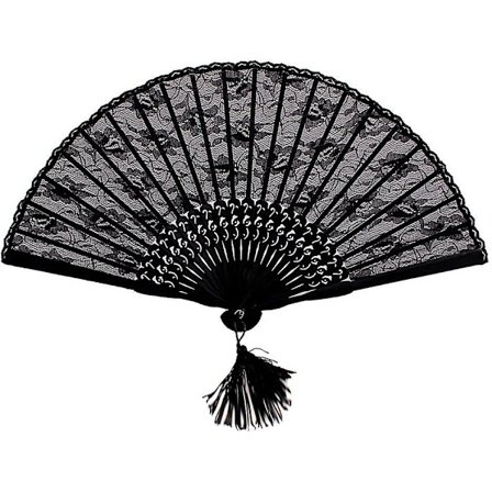 Naisten Tyttöjen Vintage Retro Kukka Pitsi Käsikäyttöinen Kokoontaitettava Viuhka (musta) (santanxing)