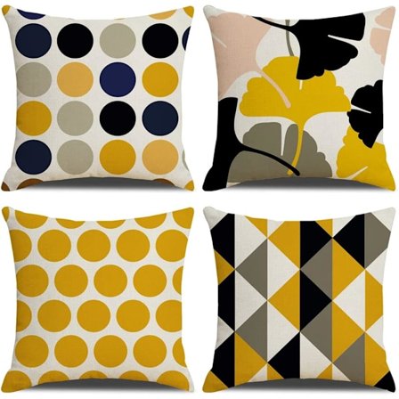 Tyynynpäällinen sohvan koristeluun, moderni abstrakti geometria, keltainen puuvilla- ja pellavapäällinen sohvalle, olohuoneeseen, kotiin, 45 x 45 cm, 